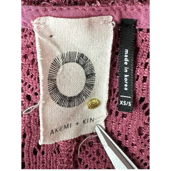 Akemi + Kin Anthropologie‎ Top Womens XS Small Bratton Lace Mauve Oversized Boho - Picture 6 of 8